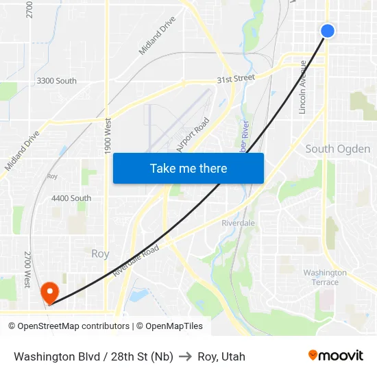 Washington Blvd / 28th St (Nb) to Roy, Utah map