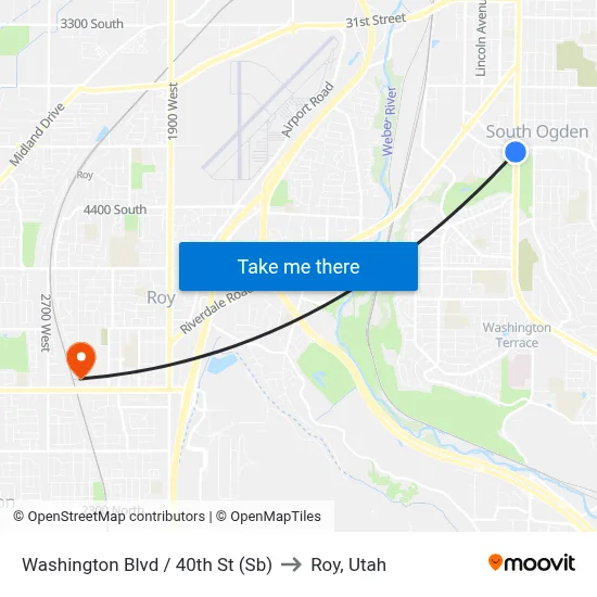 Washington Blvd / 40th St (Sb) to Roy, Utah map