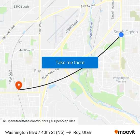 Washington Blvd / 40th St (Nb) to Roy, Utah map