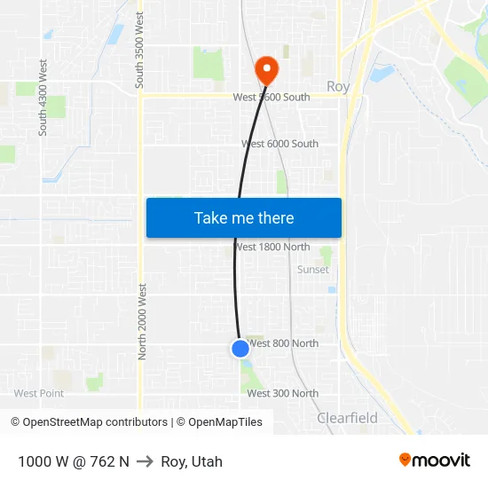 1000 W @ 762 N to Roy, Utah map