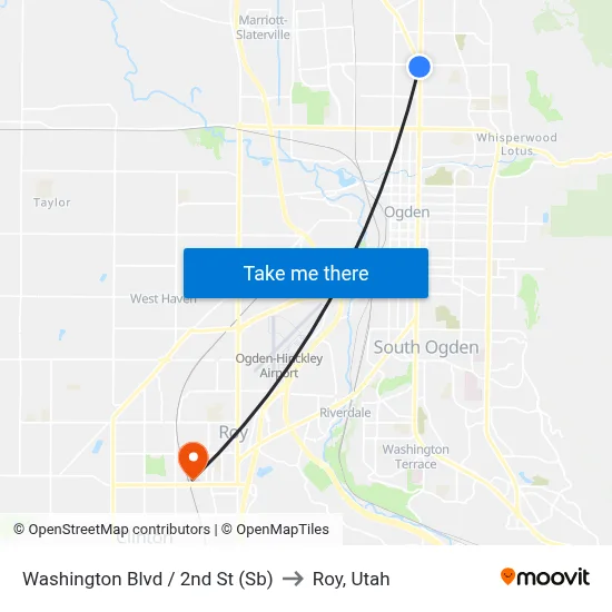 Washington Blvd / 2nd St (Sb) to Roy, Utah map