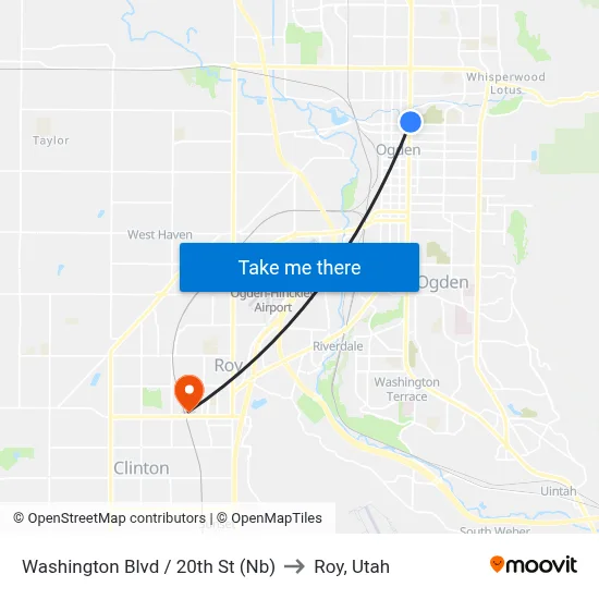 Washington Blvd / 20th St (Nb) to Roy, Utah map