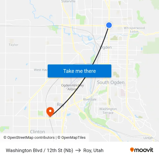 Washington Blvd / 12th St (Nb) to Roy, Utah map