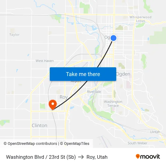 Washington Blvd / 23rd St (Sb) to Roy, Utah map