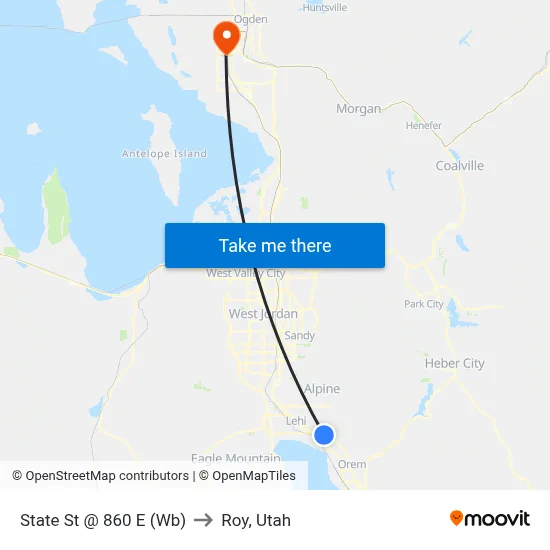 State St @ 860 E (Wb) to Roy, Utah map