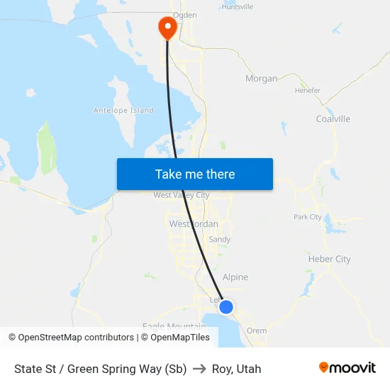 State St / Green Spring Way (Sb) to Roy, Utah map