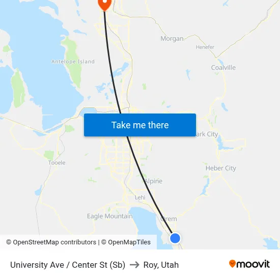 University Ave / Center St (Sb) to Roy, Utah map