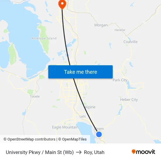 University Pkwy / Main St (Wb) to Roy, Utah map