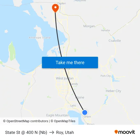 State St @ 400 N (Nb) to Roy, Utah map