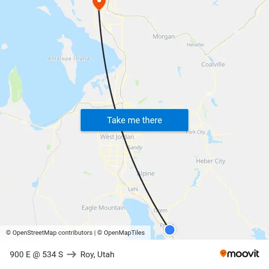 900 E @ 534 S to Roy, Utah map