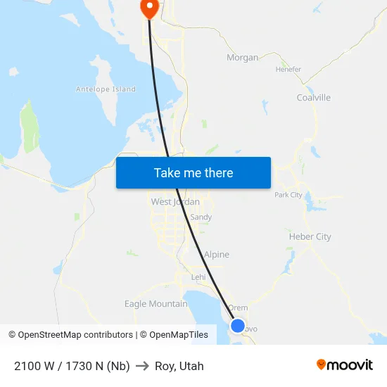 2100 W / 1730 N (Nb) to Roy, Utah map