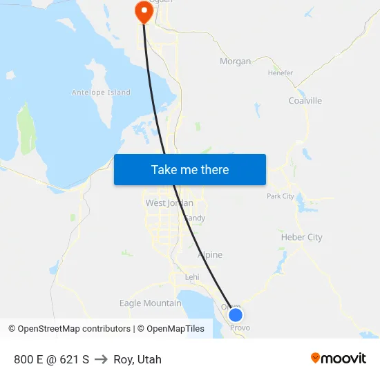 800 E @ 621 S to Roy, Utah map