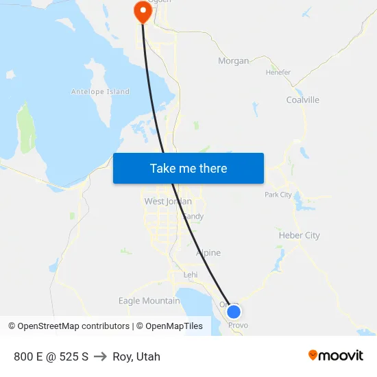 800 E @ 525 S to Roy, Utah map