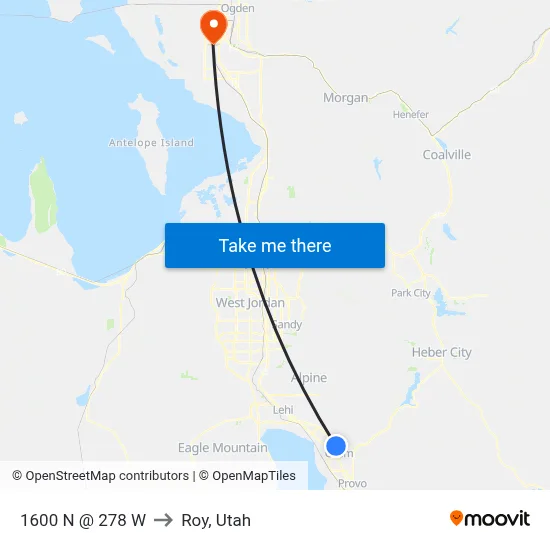 1600 N @ 278 W to Roy, Utah map