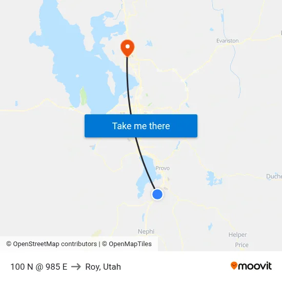 100 N @ 985 E to Roy, Utah map