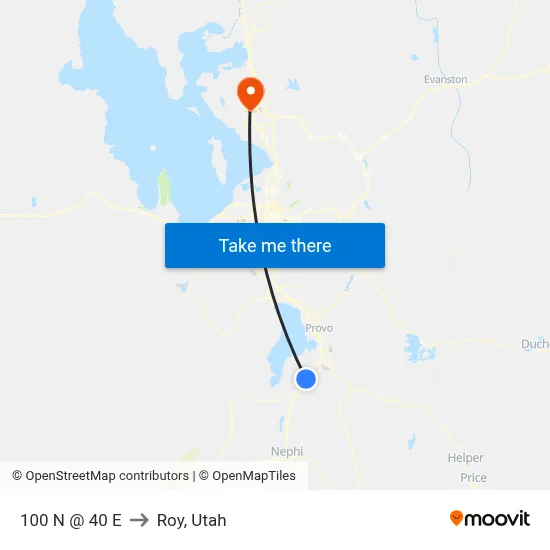 100 N @ 40 E to Roy, Utah map