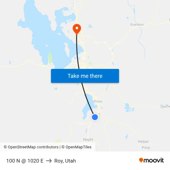 100 N @ 1020 E to Roy, Utah map