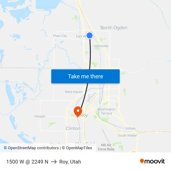 1500 W @ 2249 N to Roy, Utah map