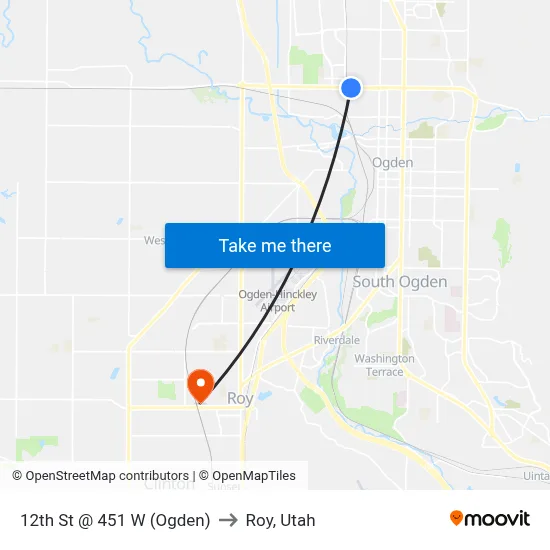 12th St @ 451 W       (Ogden) to Roy, Utah map