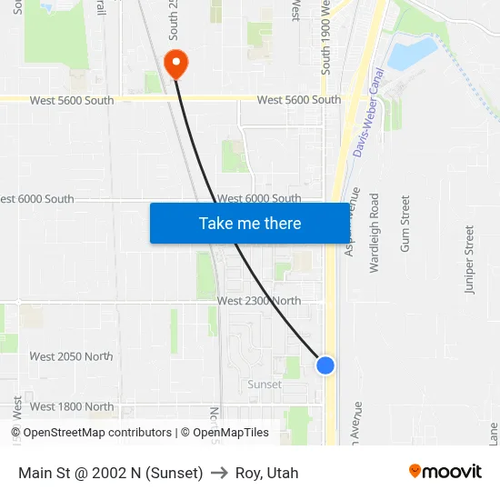 Main St @ 2002 N    (Sunset) to Roy, Utah map