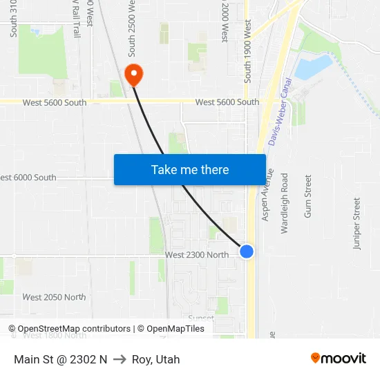 Main St @ 2302 N to Roy, Utah map