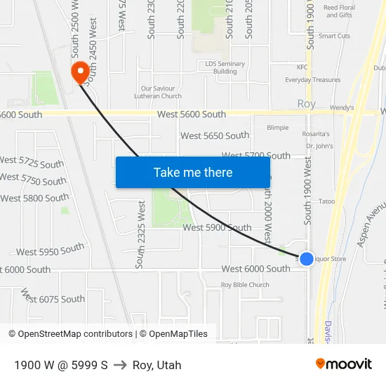 1900 W @ 5999 S to Roy, Utah map