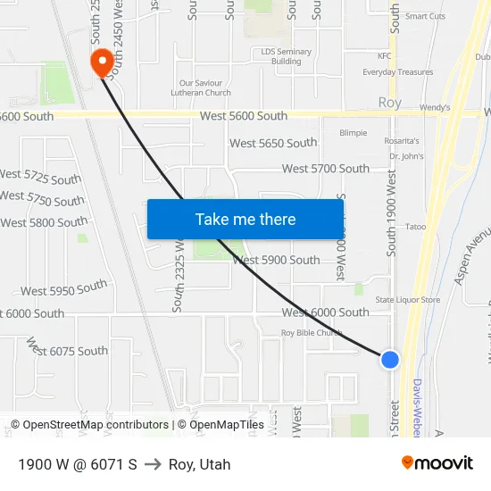 1900 W @ 6071 S to Roy, Utah map