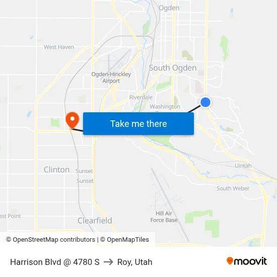 Harrison Blvd @ 4780 S to Roy, Utah map