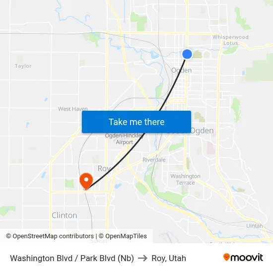 Washington Blvd / Park Blvd (Nb) to Roy, Utah map