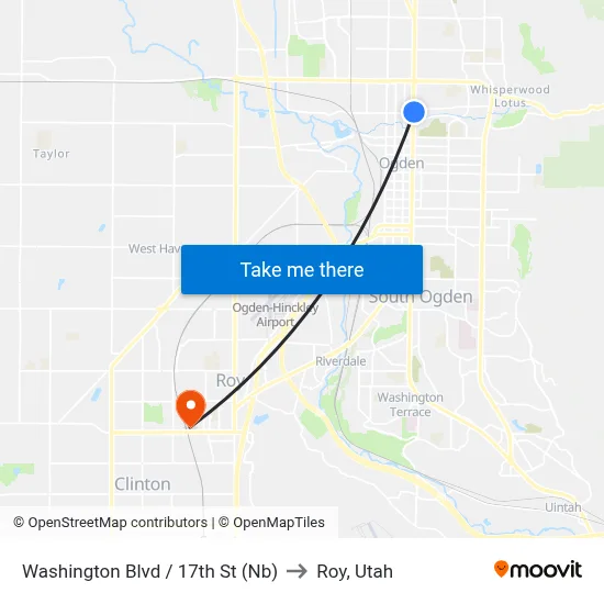 Washington Blvd / 17th St (Nb) to Roy, Utah map