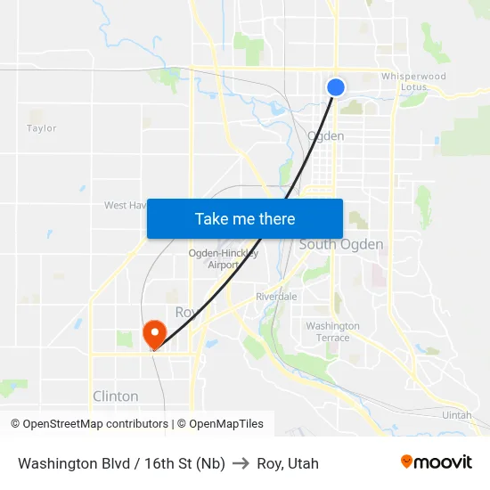Washington Blvd / 16th St (Nb) to Roy, Utah map