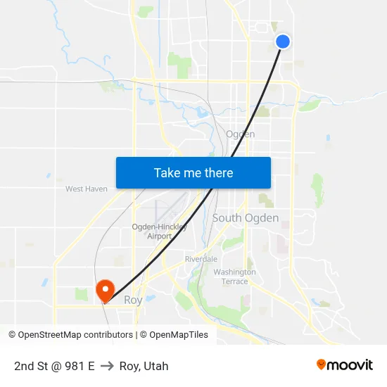 2nd St @ 981 E to Roy, Utah map