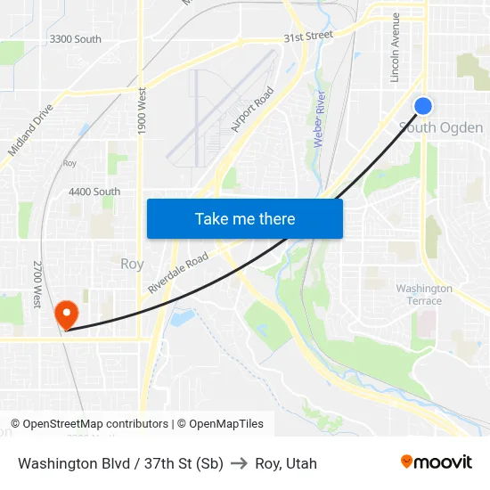 Washington Blvd / 37th St (Sb) to Roy, Utah map