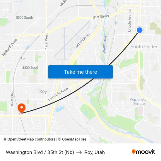 Washington Blvd / 35th St (Nb) to Roy, Utah map