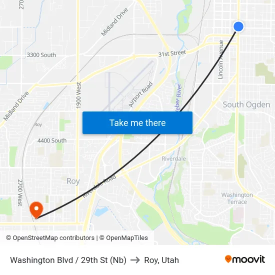 Washington Blvd / 29th St (Nb) to Roy, Utah map
