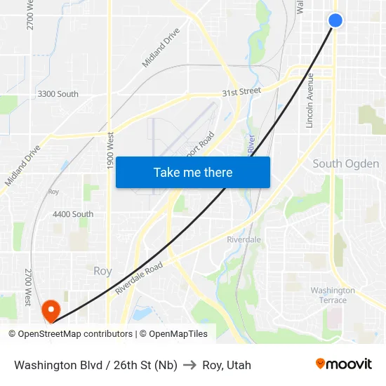 Washington Blvd / 26th St (Nb) to Roy, Utah map