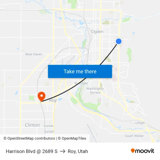 Harrison Blvd @ 2689 S to Roy, Utah map