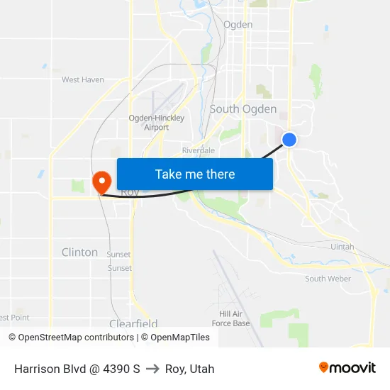 Harrison Blvd @ 4390 S to Roy, Utah map