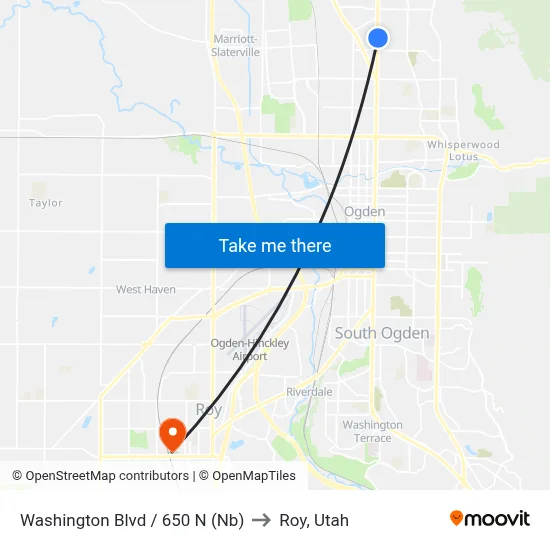 Washington Blvd / 650 N (Nb) to Roy, Utah map