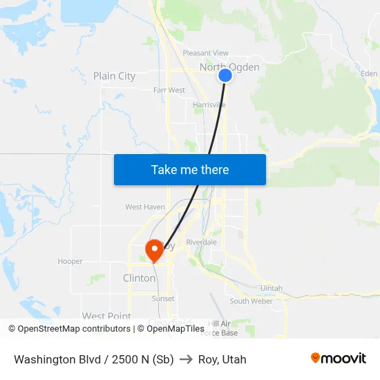 Washington Blvd / 2500 N (Sb) to Roy, Utah map