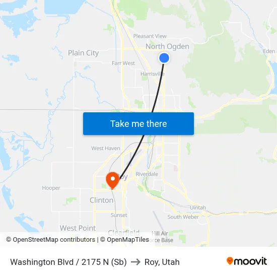 Washington Blvd / 2175 N (Sb) to Roy, Utah map