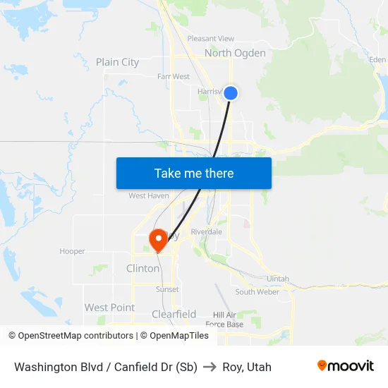 Washington Blvd / Canfield Dr (Sb) to Roy, Utah map