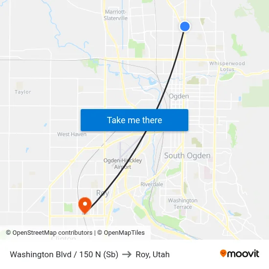 Washington Blvd / 150 N (Sb) to Roy, Utah map