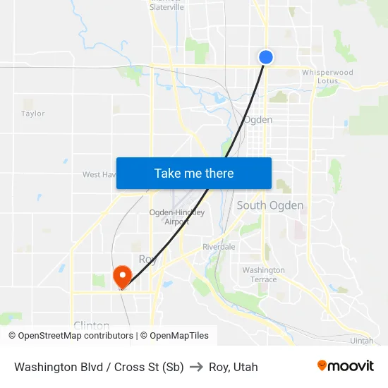 Washington Blvd / Cross St (Sb) to Roy, Utah map