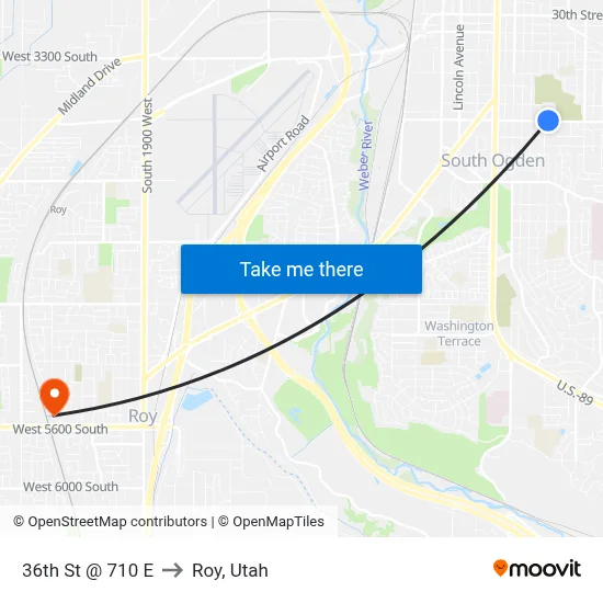 36th St @ 710 E to Roy, Utah map