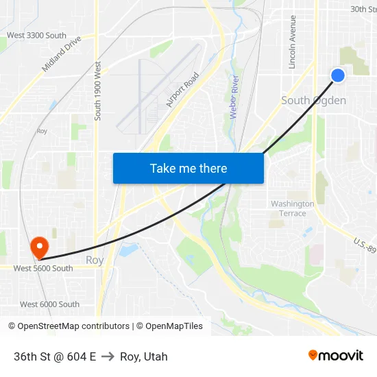 36th St @ 604 E to Roy, Utah map