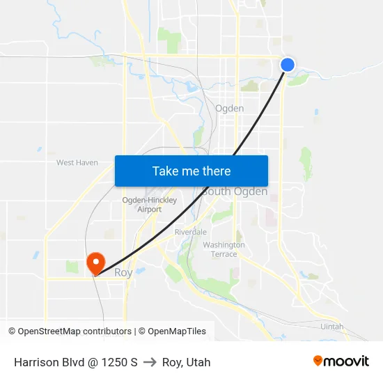 Harrison Blvd @ 1250 S to Roy, Utah map
