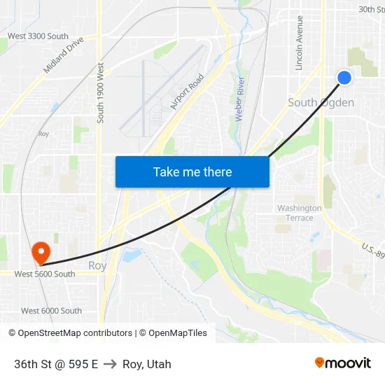 36th St @ 595 E to Roy, Utah map