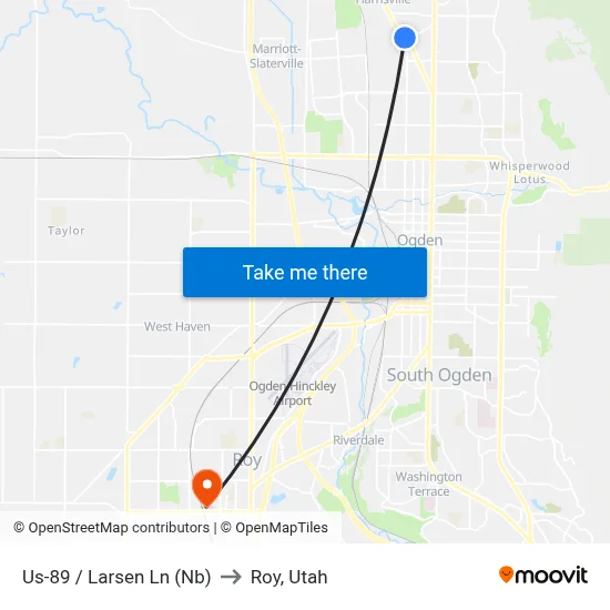 Us-89 / Larsen Ln (Nb) to Roy, Utah map