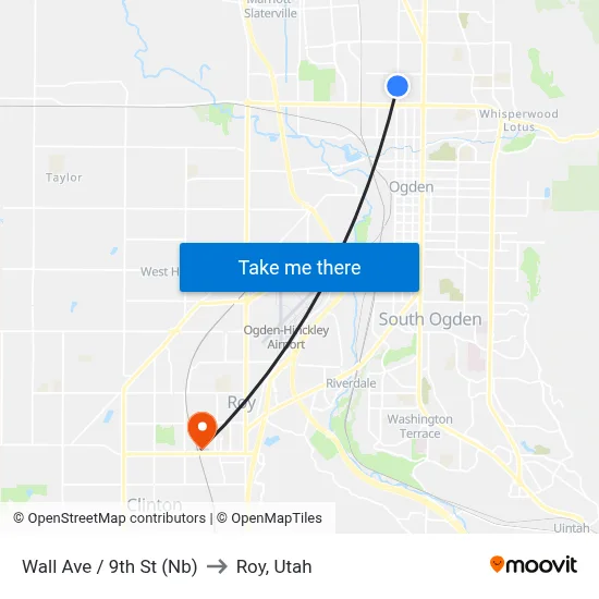 Wall Ave / 9th St (Nb) to Roy, Utah map